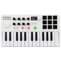 AMW Master 25 White Teclado Controlador Midi 9 PADs 8 Knobs Visor OLED