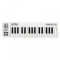 AMW Mini 32 Branco Teclado Controlador Midi USB 32 Teclas