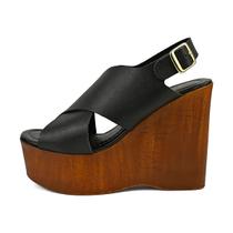 Ana Bela Sandália Feminina Plataforma Moderna Praiana Amadeirado Macia leve Confortável Zature