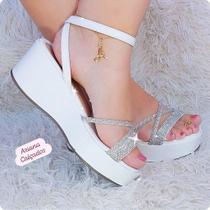 Anabela Plataforma Strass com Fivela - Elegância e Conforto