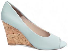 Anabela Sandália Salto Alto Plataforma Feminina 8,5cm Azul Claro Torricella