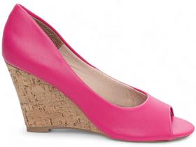 Anabela Sandália Salto Alto Plataforma Feminina 8,5cm Rosa Pink Torricella