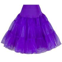 Anágua BellaSous, comprimento de chá, 26 mulheres, nylon, vintage, roxo
