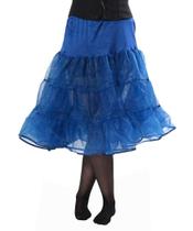 Anágua BellaSous Organza Vintage, comprimento de chá, azul royal