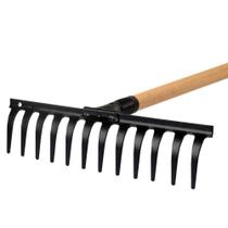 Ancinho metálico curvo 12 dentes com cabo de madeira - 31250