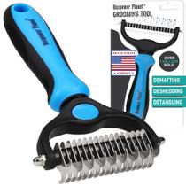 Ancinho para cuidados com animais de estimação Maxpower Planet, dupla face, Deshedding, azul Ancinho para cuidados com animais de estimação Maxpower Planet, dupla face, Deshedding, azul