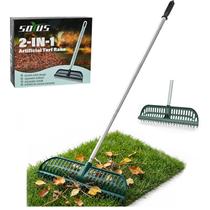 Ancinho para grama sintética SOYUS 2 em 1 com cabo de aço ajustável 76155 cm Ancinho para grama sintética SOYUS 2 em 1 com cabo de aço ajustável 76155 cm