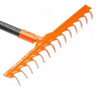 Ancinho para Jardim com Cabo 14 Dentes para Jardinagem e Nivelamento de Solo em Aço e Madeira