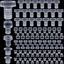 ANCIRS 50 peças de batentes adesivos variados para tampo de vidro com haste, 5 tamanhos de calços antiderrapantes, suportes de borracha transparentes, espaçadores para mesa de pátio e móveis (0,19/0,20/0,21/0,24/0,35 pol.)