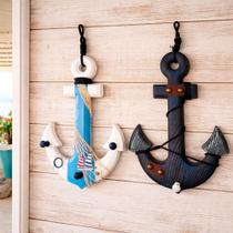 Âncora Decorativa de Parede Náutica 35cm Kit 2 Peças Branco e Azul Ancora Âncora Decorativa de Parede Náutica 35cm Kit 2 Peças Branco e Azul Ancora