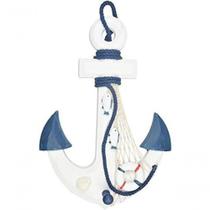 Ancora Decorativa Náutica Branco E Azul Marinha 33cm Ancora Decorativa Náutica Branco E Azul Marinha 33cm