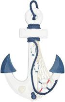 Ancora Decorativa Náutica Marinheiro Branco e Azul 33cm