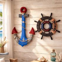Âncora Timão Náutico Marítimo Decoração Casa Praia Kit 2pçs