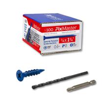 Âncoras de parafuso FixMaster 1/4 x 1-1/4 com chave de fenda e broca Âncoras de parafuso FixMaster 1/4 x 1-1/4 com chave de fenda e broca