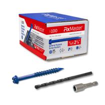 Âncoras de parafuso FixMaster 1/4 x 2-3/4 com cabeça hexagonal azul com kit 100 Âncoras de parafuso FixMaster 1/4 x 2-3/4 com cabeça hexagonal azul com kit 100