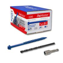 Âncoras de parafuso FixMaster 3/16 x 3,25 Cabeça hexagonal azul com kit 100