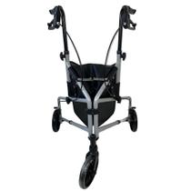 Andador 3 Rodas Idoso Adulto Geriátrico Ortopédico Apoio Dobrável Freios Bolsa Cesto 100kg Triciclo