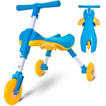 Andador 3 Rodas Infantil Treino De Equilíbrio Cute Bug Azul Dobrável Portátil
