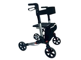 Andador 4 Rodas Assento Bolsa Encosto Dobrável Aluminio Freio Idoso Regulagem Ortopédico 130Kg 1.85m Triciclo Premium Idoso Adulto Suporte Geriátrico