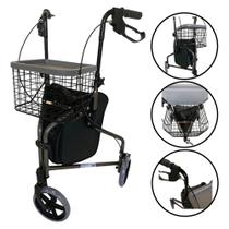 Andador Aluminio Adulto Regulavel Rodas Freio Bolsa Dobravel