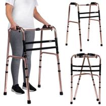 Andador Articulado Fixo Dobrável Desmontável 130kg Alumínio Adulto Idoso Bronze