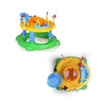 Andador centro de atividades brinquedo interativo musical assento giratório 360 pista de corrida balanço pula pula até 18 meses deslizante 4 rodinhas