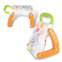 Andador de Bebê Didático Empurrar Infantil 2 em 1 Vira Mesinha Interativo Atividades Brinquedo com Luz e Som Laranja