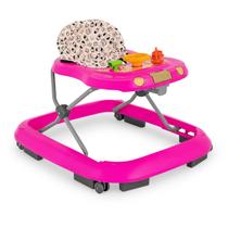 Andador De Bebê Infantil Educativo Musical Carrinho De Passeio Com Freio Altura Ajustável Tutti Baby Safari Rosa