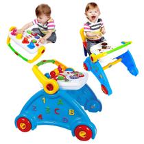 Andador Didático Infantil 3 em 1 com Som, Brinquedos Educativos e Alça para Primeiros Passos