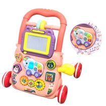 Andador Didatico Infantil Bebê Criança Empurrador Atividades Brinquedo Musical Importway Rosa