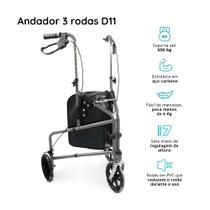 Andador Dobrável 3 Rodas D11 Suporta até 100 kg Dellamed