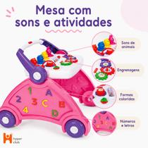 Andador infantil 3 em 1 Com Centro de atividades Andador de bebê com Som de Animais e Mesinha -