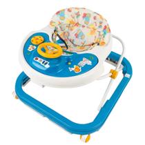 Andador Infantil Bichinhos Musical Azul Para Bebê Ajustável Menino Suporta Até 12kg Styll Baby