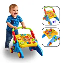 Andador Infantil Educativo Didático Musical 4 em 1 Andador Bebê Equilíbrio Primeiros Passos Mesinha Didática