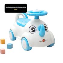 Andador Infantil Rinoceronte Azul com Volante +12 Meses Andador Infantil Rinoceronte Azul com Volante +12 Meses