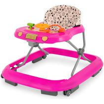Andador Para Bebê Infantil Musical com Regulagem e Assento Acolchoado Safari II Rosa - Tutti Baby