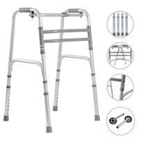 Andador para Idoso Adulto Ortopédico 3 Barras até 135kg Articulado Dobrável Par de Rodas Hidrolight