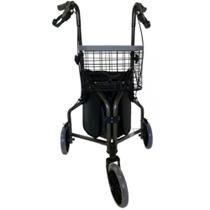 Andador para Idosos em Alumino Dobravel até 100kg 3 Rodas com Cesto Mobil Saude