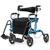 Andador Rollator Goplus 2 em 1 Cadeira de Rodas Dobrável com Rodas de 20 cm Andador Rollator Goplus 2 em 1 Cadeira de Rodas Dobrável com Rodas de 20 cm