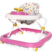 Andador SOFT WAY Sonoro Rosa com Altura Regulável e Brinquedos