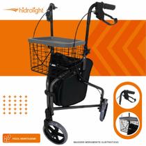 Andador Triciclo em alumínio com cesto e freios (adulto/idoso) - Hidrolight