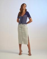 Andreza Chagas Saia Andrea Midi Jeans Claro
