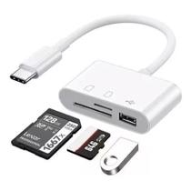 Android Adaptador 3 em 1 USB-C Para Leitor de cartão de memória SD, TF e USB adaptador OTG entrada tipo-c