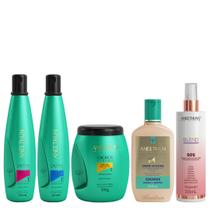 Aneethun Cachos System Kit Shampoo Condicionador Máscara Creme de Silicone Cachos e Blend SOS Fluído Reconstrutor 210ml