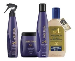 Aneethun Linha A Kit 4 Produtos - Shampoo + Máscara 500g +Spray 150ml + Creme Silicone 250g