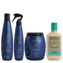 Aneethun Linha A Kit Shampoo Máscara Creme de Silicone Cachos e Spray Multibenefícios 150ml