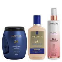 Aneethun Linha A Máscara Creme de Silicone Brilho e Blend SOS Fluído Reconstrutor 210ml