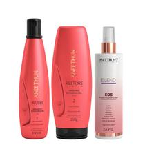 Aneethun Restore System Kit Shampoo Máscara e Blend SOS Fluído Reconstrutor 210ml Aneethun Restore System Kit Shampoo Máscara e Blend SOS Fluído Reconstrutor 210ml