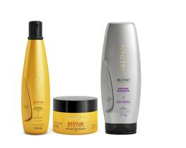 Aneethun Shampoo 300ml + Máscara 250g Repair + Máscara Matizante 250g Blond