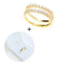 Anéis 2 aparadores meia aliança banhado a ouro 18K Anéis 2 aparadores meia aliança banhado a ouro 18K